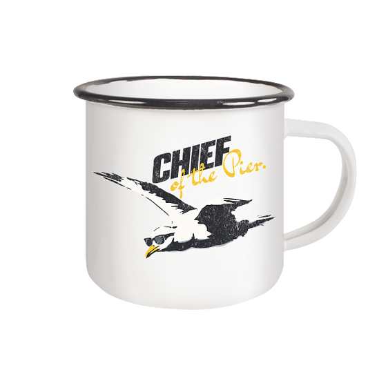 Chief of the Pier Chef Möwe mit Sonnenbrille - Emaille Becher