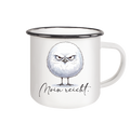 Moin reicht - Grimmige runde Möwe - Emaille Tasse (Black)