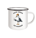 Mein Anker am Morgen Kaffee Möwe - Emaille Becher - Kiebitzdelle
