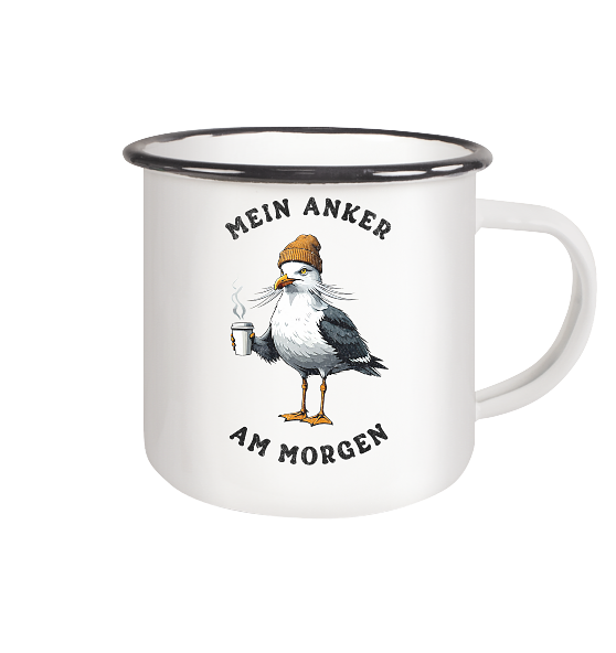 Mein Anker am Morgen Kaffee Möwe - Emaille Becher - Kiebitzdelle