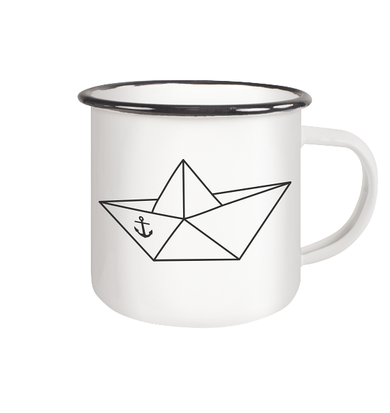 Papierschiff Papierboot Origami - Emaille Becher - Kiebitzdelle