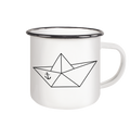 Papierschiff Papierboot Origami - Emaille Becher - Kiebitzdelle