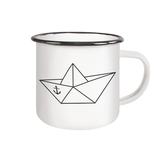 Papierschiff Papierboot Origami - Emaille Becher - Kiebitzdelle