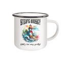 Steife Brise gibt’s bei uns gratis Leuchtturm Spruch - Emaille Becher - Kiebitzdelle