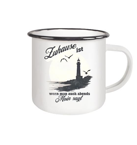 Moin Spruch Zuhause - Emaille Becher