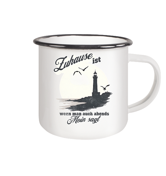 Moin Spruch Zuhause - Emaille Becher