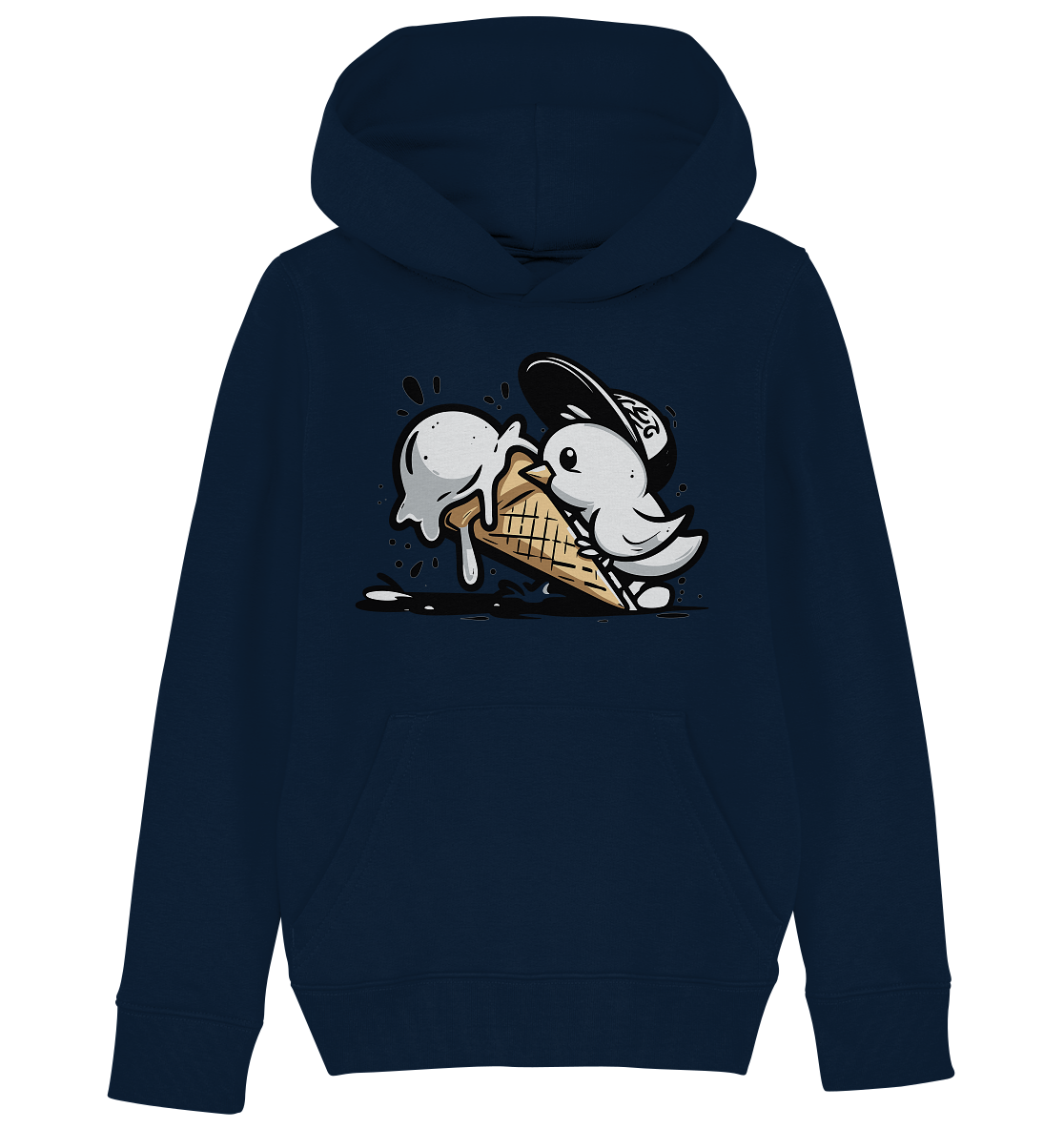 Möwe Küken mit Eis Street Art - Kinder Bio Hoodie - Kiebitzdelle