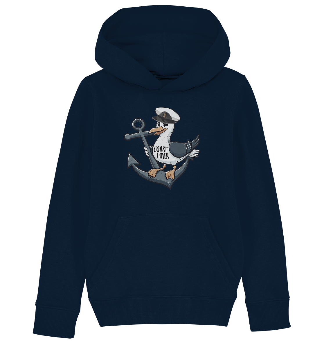 Coast Lover Möwe Kapitän - Kinder Bio Hoodie