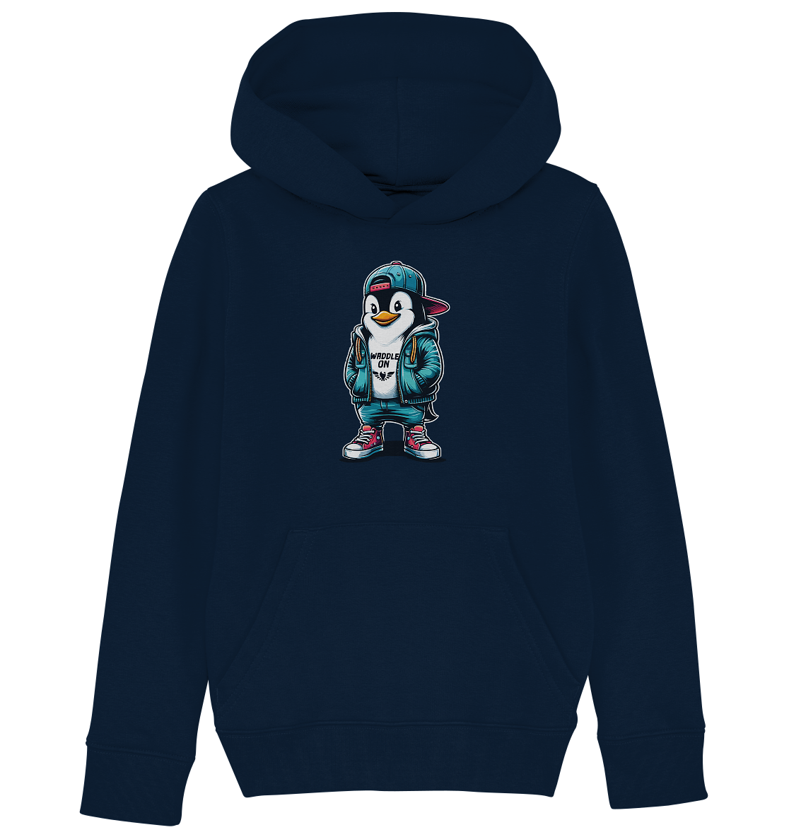 Hipster Pinguin Waddle On - Kinder Bio Hoodie - Kiebitzdelle