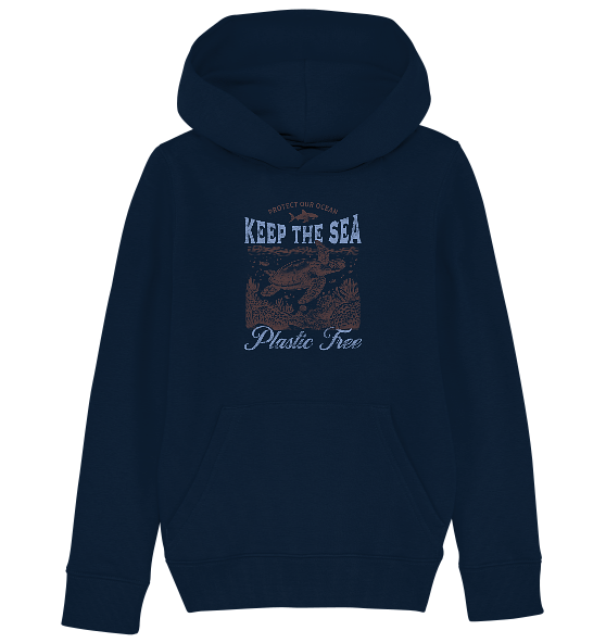 Keep the Sea Plastic Free Umweltschutz Spruch - Kinder Bio Hoodie - Kiebitzdelle