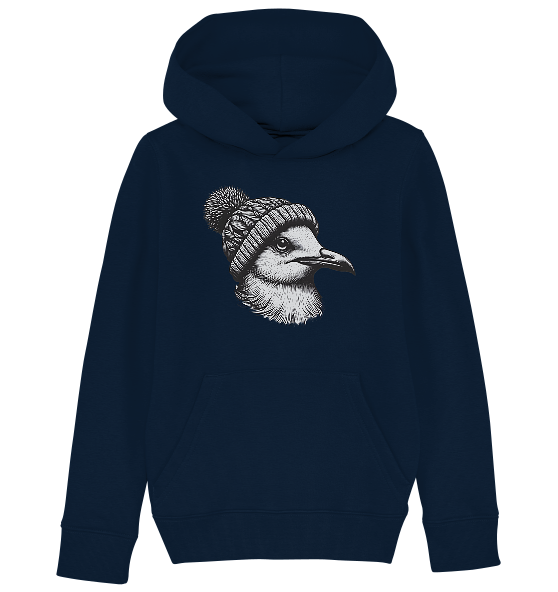 Coole Möwe mit Pudelmütze - Kinder Bio Hoodie - Kiebitzdelle