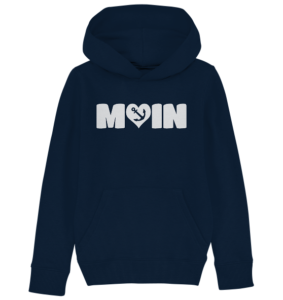 Moin Spruch mit Herz Anker - Kinder Bio Hoodie - Kiebitzdelle