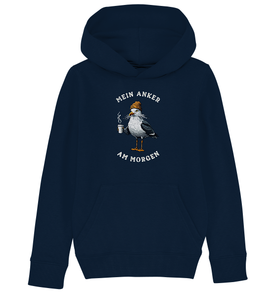 Mein Anker am Morgen Kaffee Möwe - Kinder Bio Hoodie - Kiebitzdelle