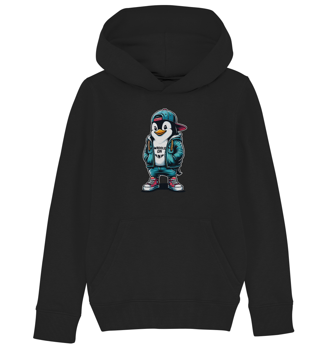 Hipster Pinguin Waddle On - Kinder Bio Hoodie