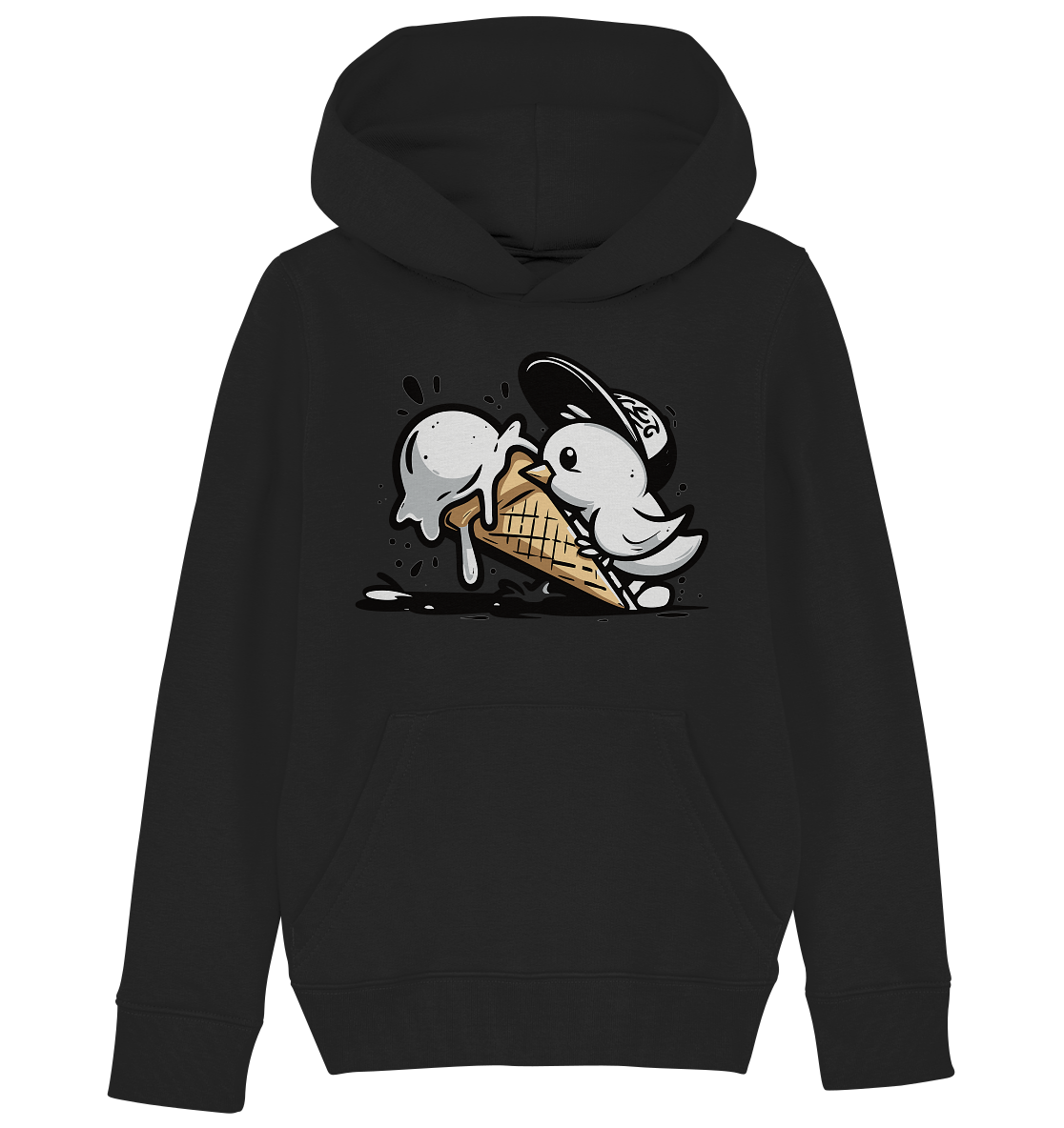 Möwe Küken mit Eis Street Art - Kinder Bio Hoodie - Kiebitzdelle