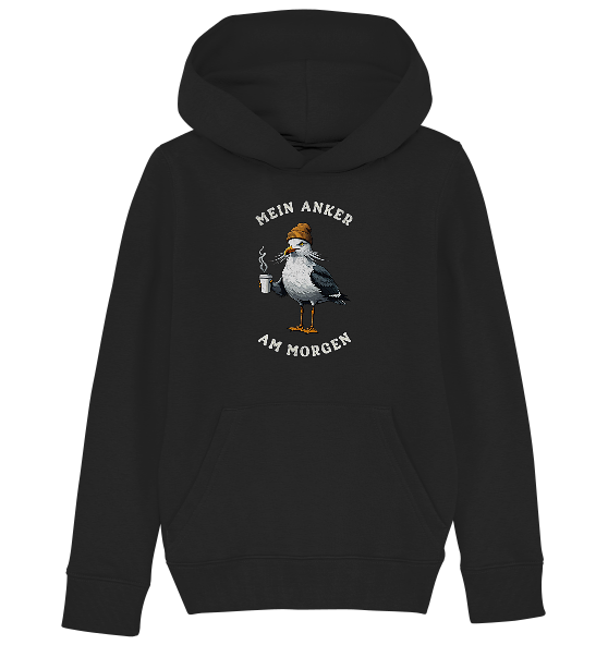 Mein Anker am Morgen Kaffee Möwe - Kinder Bio Hoodie - Kiebitzdelle