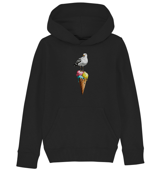 Eisdieb Freche Möwe mit Eiscreme - Kinder Bio Hoodie - Kiebitzdelle