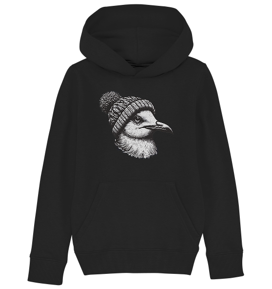 Coole Möwe mit Pudelmütze - Kinder Bio Hoodie - Kiebitzdelle
