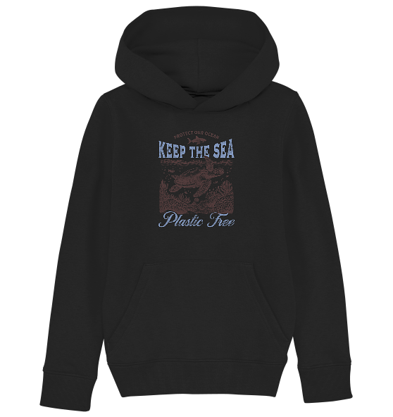 Keep the Sea Plastic Free Umweltschutz Spruch - Kinder Bio Hoodie - Kiebitzdelle