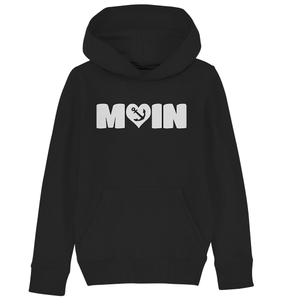 Moin Spruch mit Herz Anker - Kinder Bio Hoodie - Kiebitzdelle