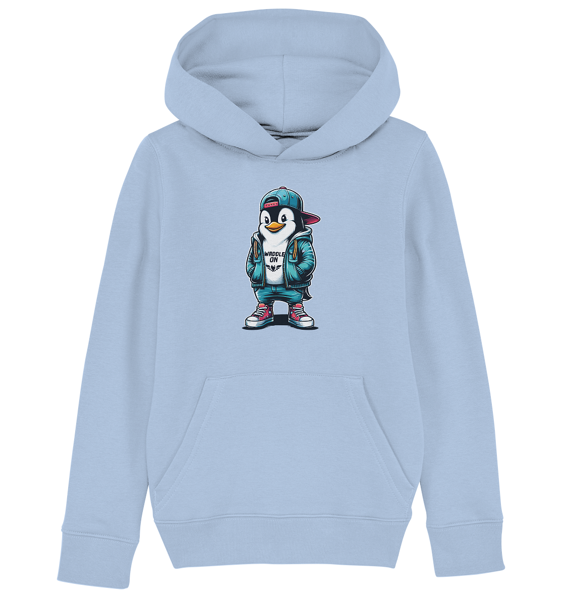 Hipster Pinguin Waddle On - Kinder Bio Hoodie - Kiebitzdelle
