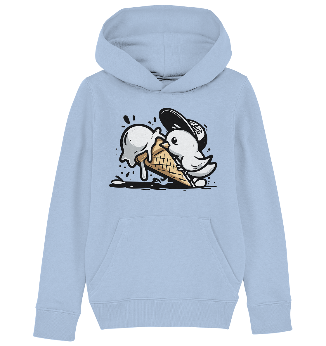 Möwe Küken mit Eis Street Art - Kinder Bio Hoodie - Kiebitzdelle