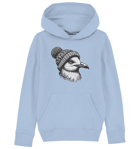 Coole Möwe mit Pudelmütze - Kinder Bio Hoodie - Kiebitzdelle