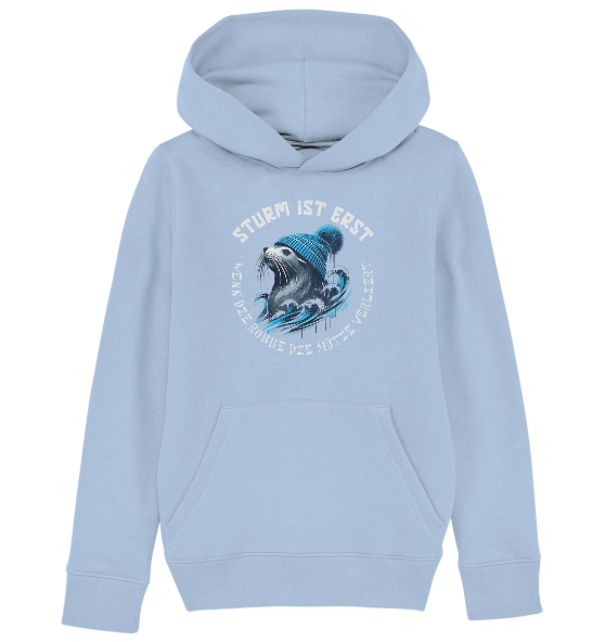 Sturm ist erst wenn die Robbe die Mütze verliert - Kinder Bio Hoodie - Kiebitzdelle