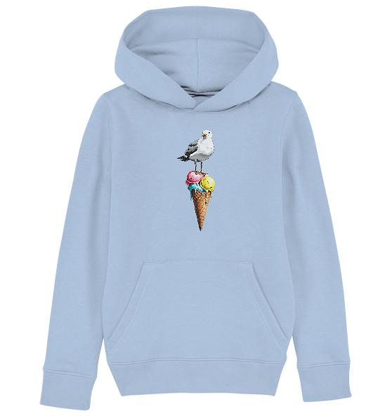 Eisdieb Freche Möwe mit Eiscreme - Kinder Bio Hoodie - Kiebitzdelle