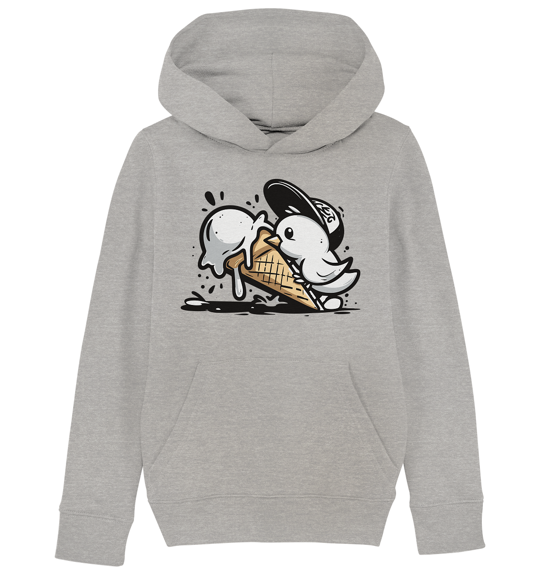 Möwe Küken mit Eis Street Art - Kinder Bio Hoodie - Kiebitzdelle