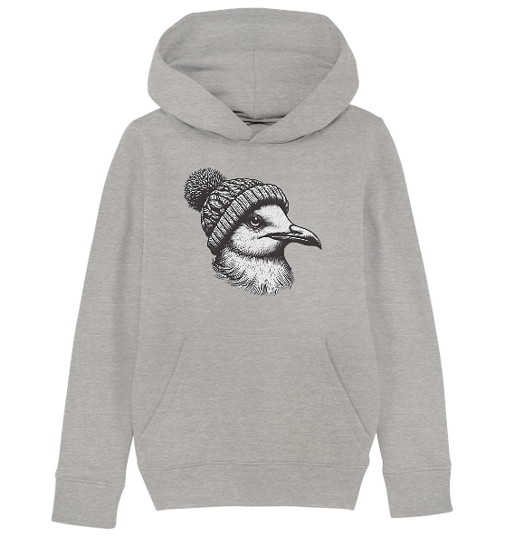 Coole Möwe mit Pudelmütze - Kinder Bio Hoodie - Kiebitzdelle