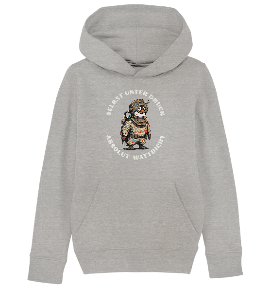 Wattdicht Pinguin Taucher mit lustigem Spruch - Kinder Bio Hoodie