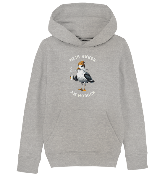 Mein Anker am Morgen Kaffee Möwe - Kinder Bio Hoodie - Kiebitzdelle