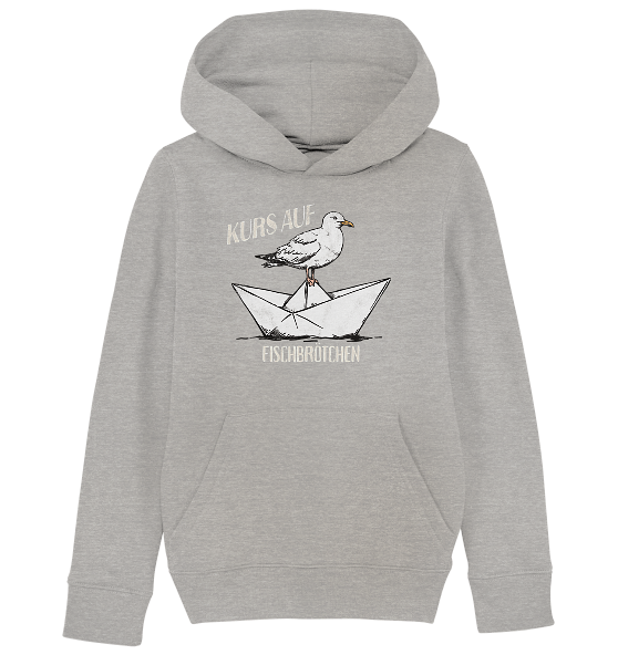 Kurs auf Fischbrötchen Papierschiff Möwe - Kinder Bio Hoodie - Kiebitzdelle
