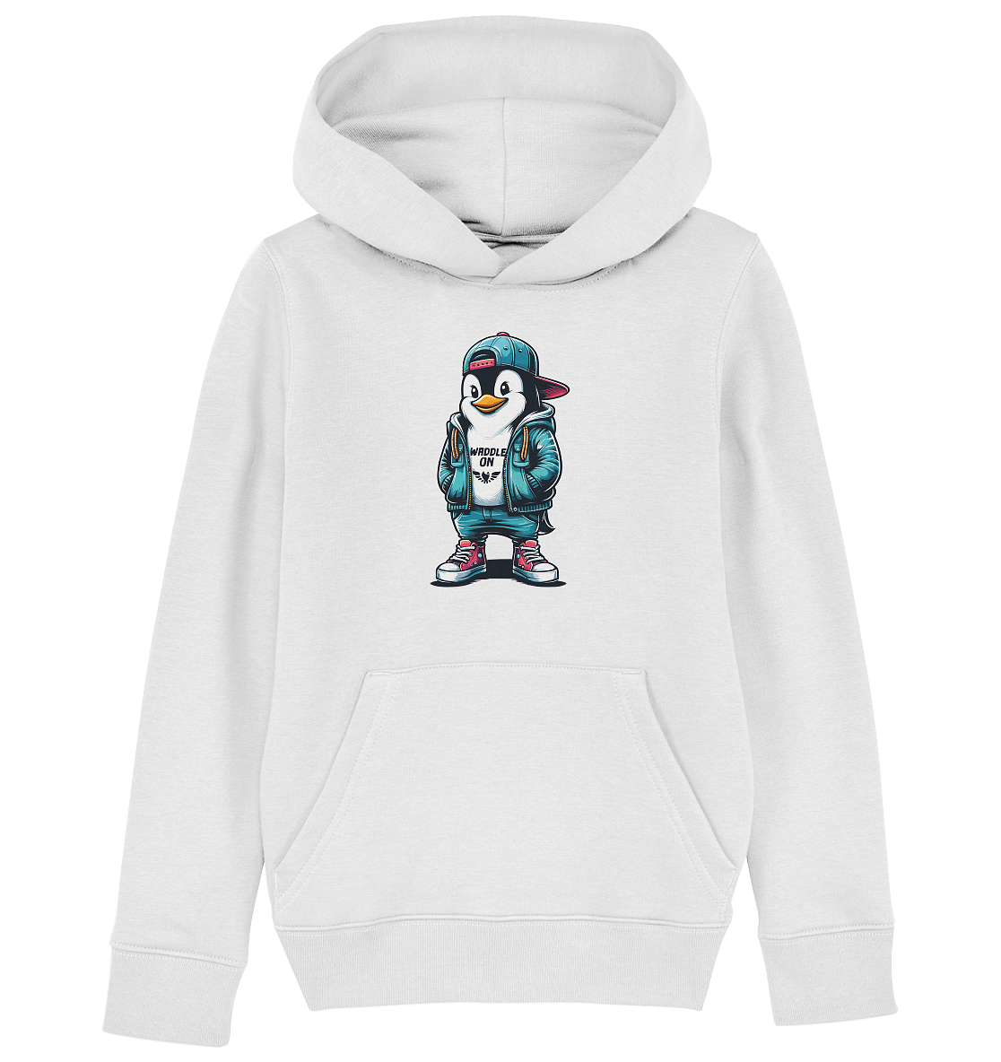 Hipster Pinguin Waddle On - Kinder Bio Hoodie