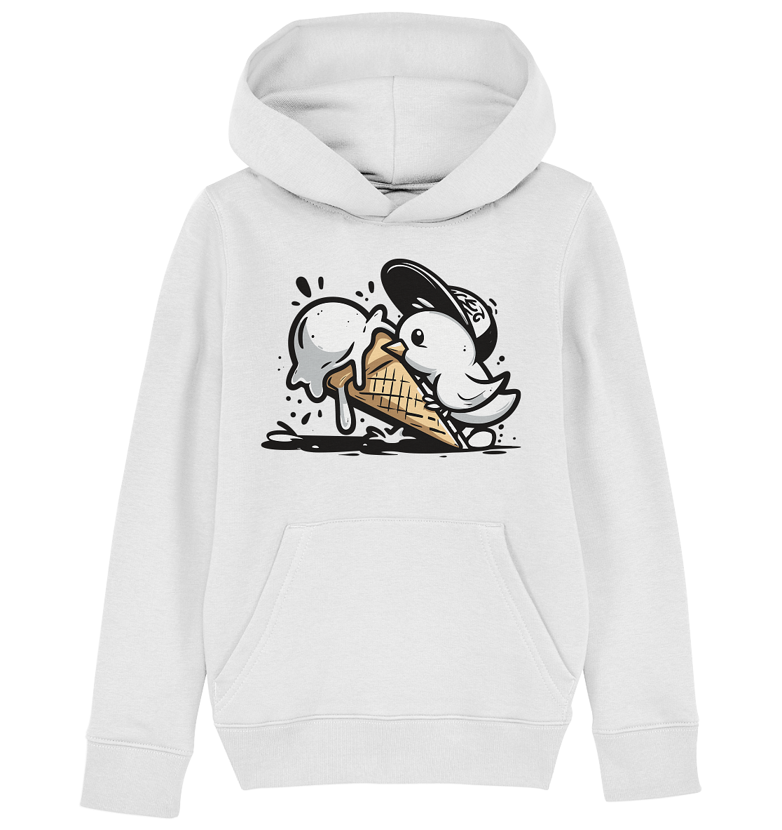 Möwe Küken mit Eis Street Art - Kinder Bio Hoodie - Kiebitzdelle