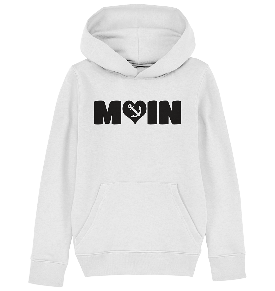 Moin Spruch mit Herz Anker - Kinder Bio Hoodie - Kiebitzdelle