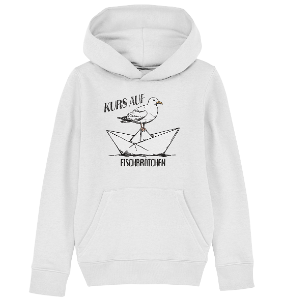 Kurs auf Fischbrötchen Papierschiff Möwe - Kinder Bio Hoodie - Kiebitzdelle