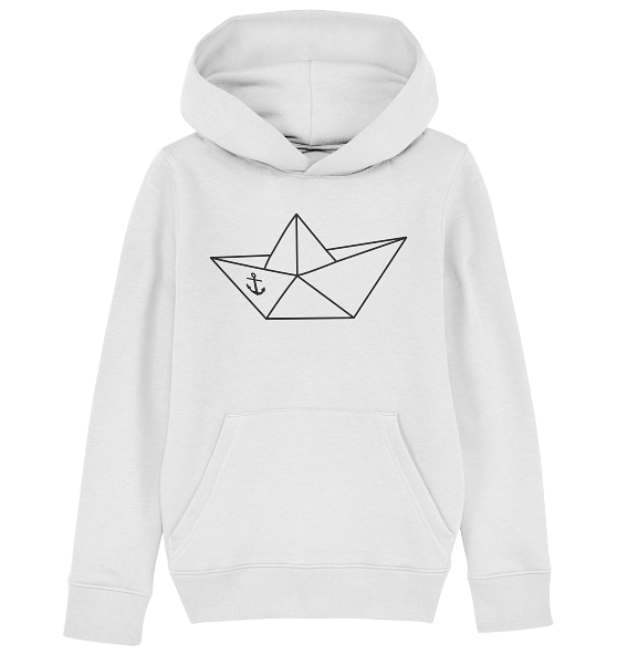 Papierschiff Papierboot Origami - Kinder Bio Hoodie - Kiebitzdelle