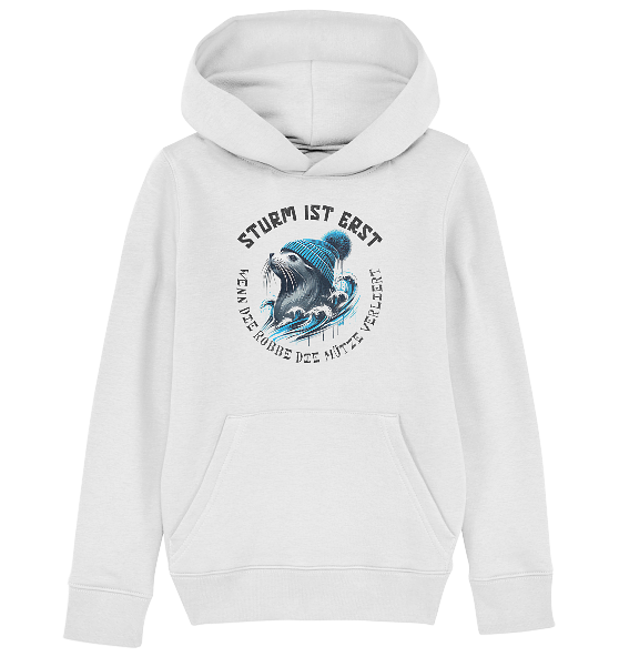 Sturm ist erst wenn die Robbe die Mütze verliert - Kinder Bio Hoodie - Kiebitzdelle