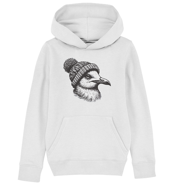 Coole Möwe mit Pudelmütze - Kinder Bio Hoodie - Kiebitzdelle