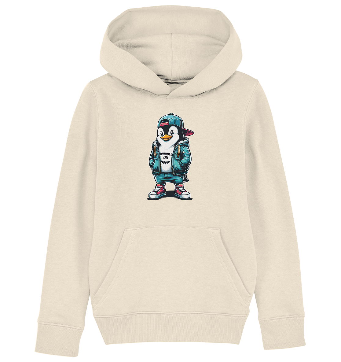 Hipster Pinguin Waddle On - Kinder Bio Hoodie - Kiebitzdelle