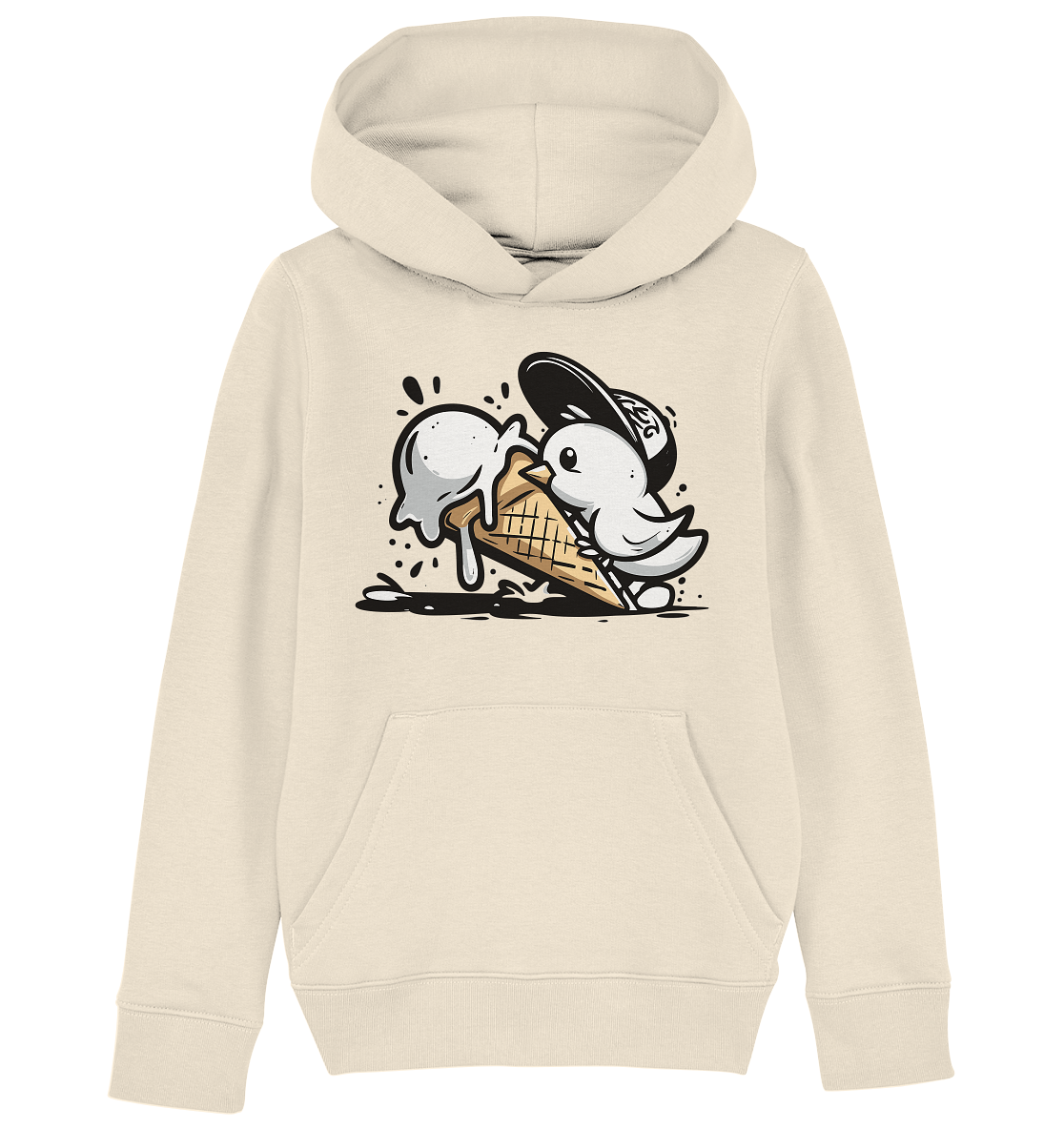Möwe Küken mit Eis Street Art - Kinder Bio Hoodie - Kiebitzdelle