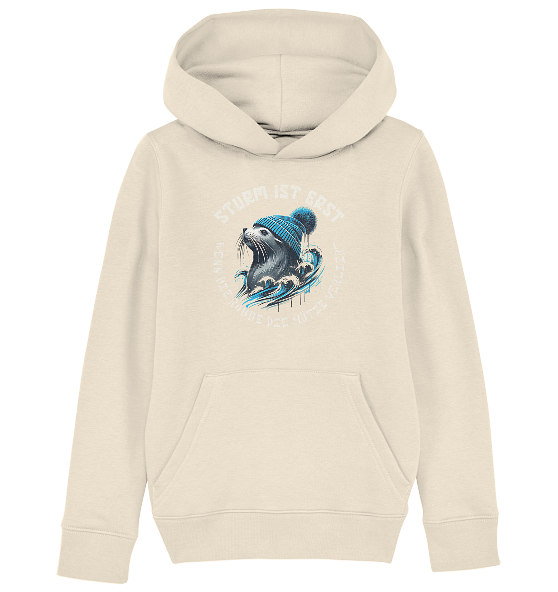 Sturm ist erst wenn die Robbe die Mütze verliert - Kinder Bio Hoodie - Kiebitzdelle