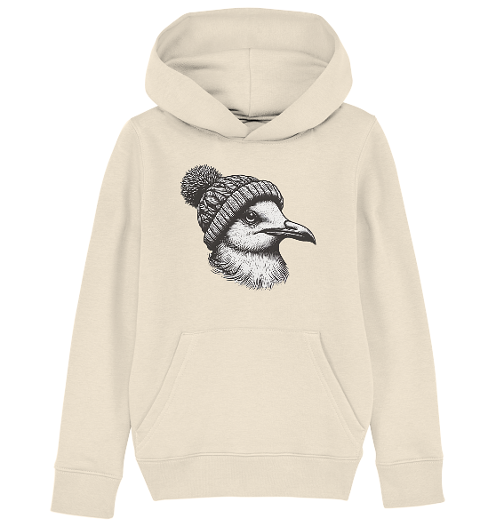 Coole Möwe mit Pudelmütze - Kinder Bio Hoodie - Kiebitzdelle
