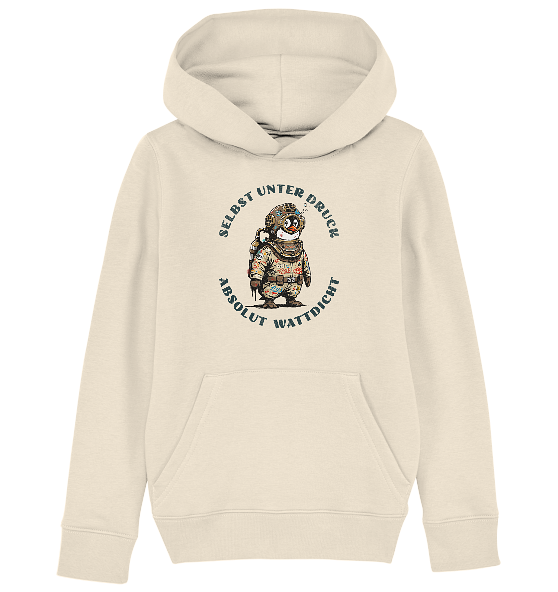 Wattdicht Pinguin Taucher mit lustigem Spruch - Kinder Bio Hoodie