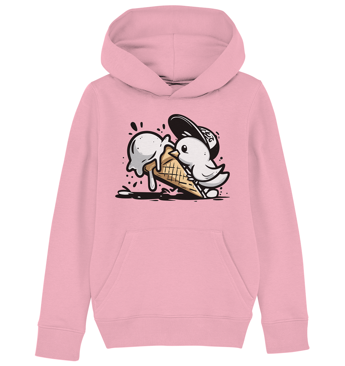 Möwe Küken mit Eis Street Art - Kinder Bio Hoodie - Kiebitzdelle