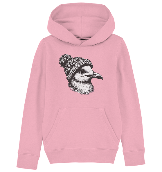 Coole Möwe mit Pudelmütze - Kinder Bio Hoodie - Kiebitzdelle
