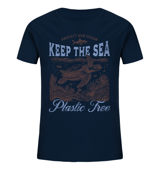 Keep the Sea Plastic Free Umweltschutz Spruch - Kinder Bio Shirt - Kiebitzdelle