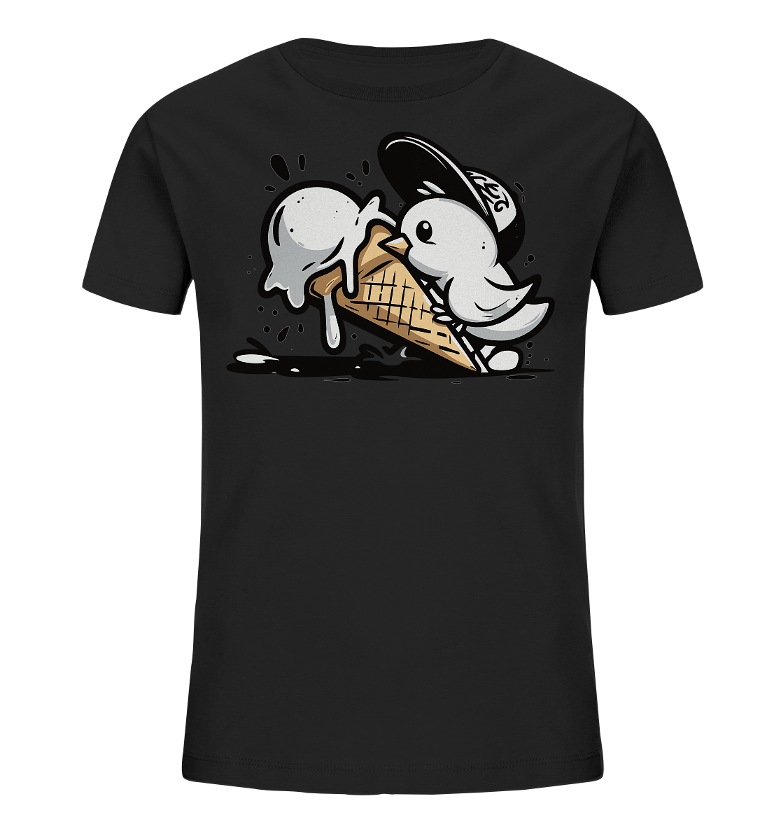Möwe Küken mit Eis Street Art - Kinder Bio Shirt - Kiebitzdelle
